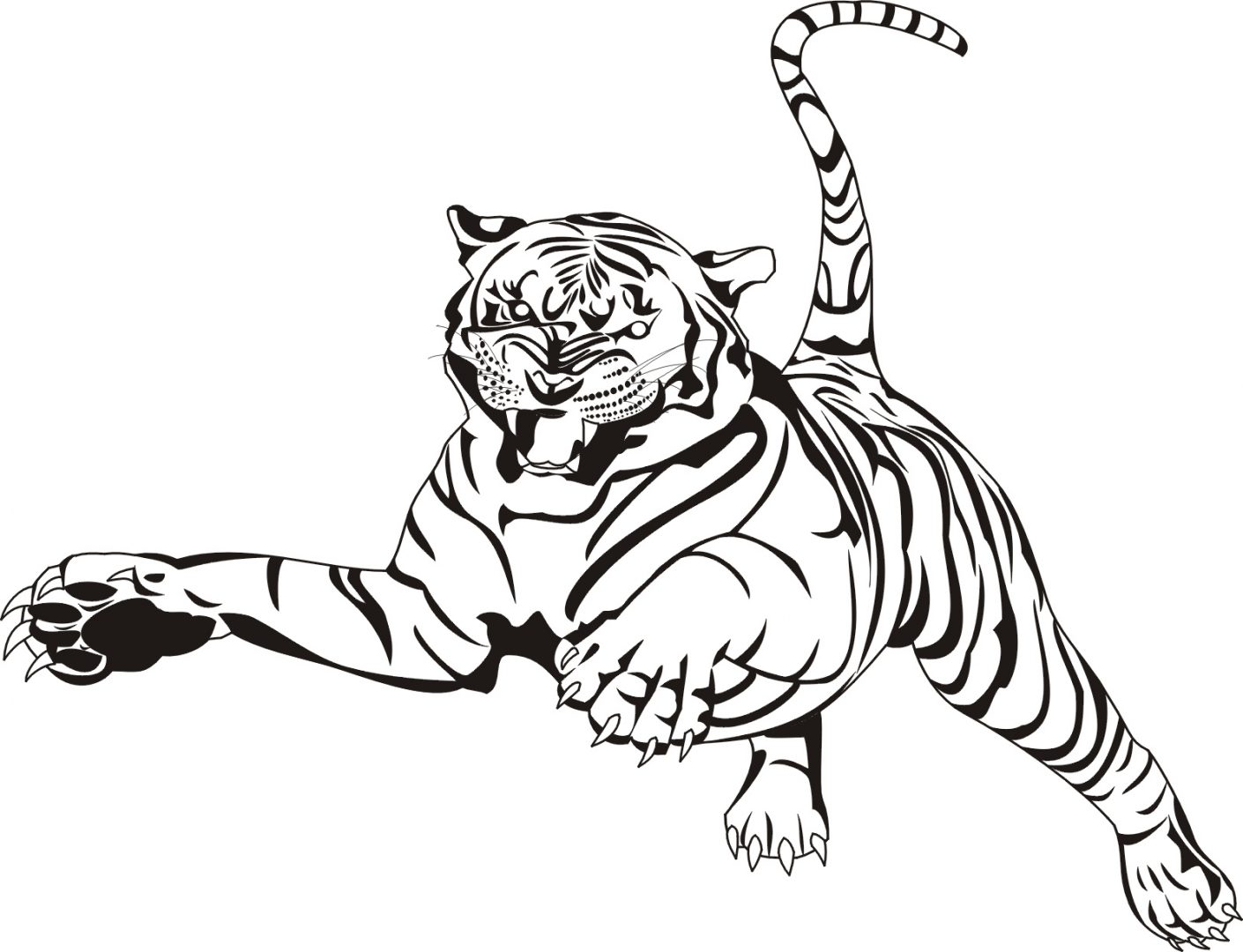 Dibujo de tigre saltando :: Imágenes y fotos